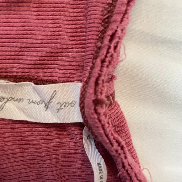 Out From Under raspberry long sleeve distressed top Size: M - Picture 3 of 4